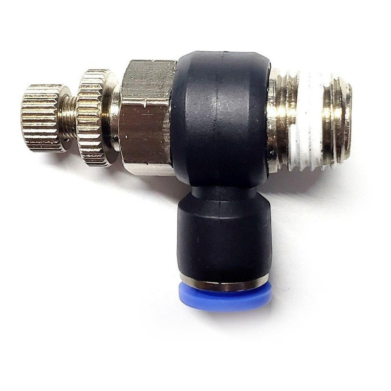 Pneumatic Flow Regulator/Connector Elbow 1/4 Npt X 1/4