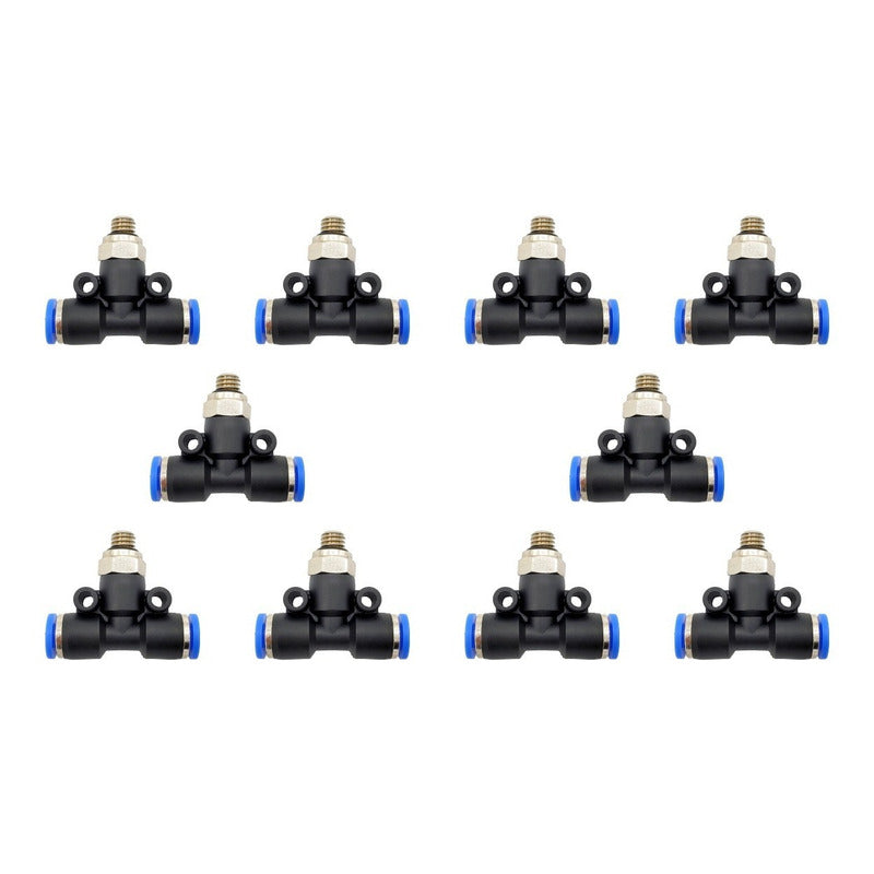 10 Pz De Conector/racor Rápido Neumático Tee M6 X 4mm