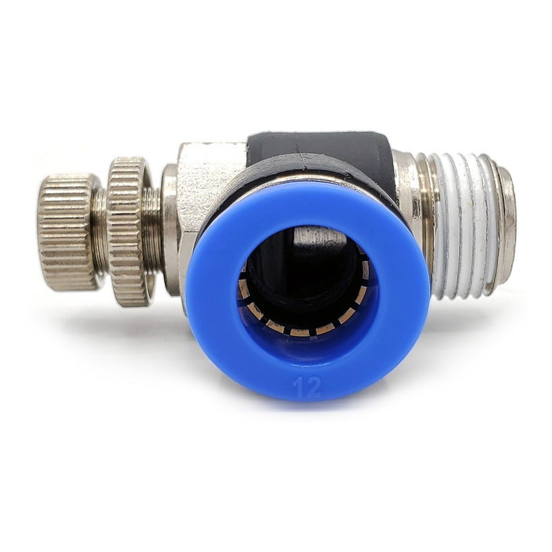 Pneumatic Flow Regulator / Connector Elbow 3/8 Npt X 12mm