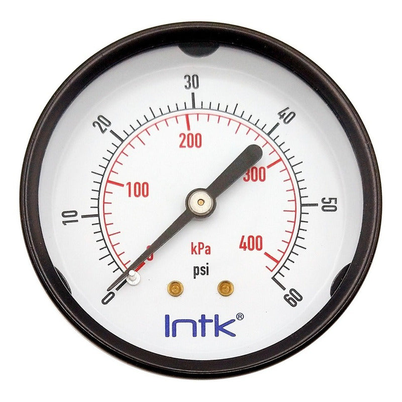 2.5" Standard, dry, pressure gauge, black steel case, 1/4" NPT, back connection, 0 to 60 psi-kPa