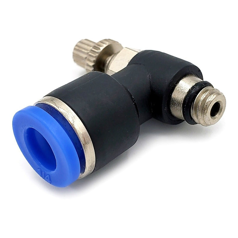 Conector / Regulador De Caudal Neumático Codo M6 x 1/4"