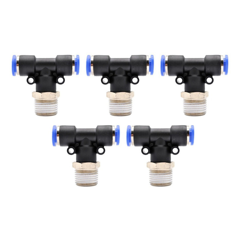 5pz Racor Neumático En Tee 3/8 Npt X 10mm