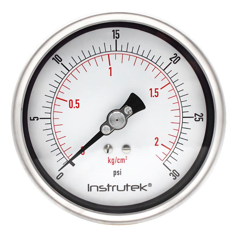 Manómetro 4", lleno de líquido premium, 1/4" NPT, posterior, 30 psi-kg/cm2