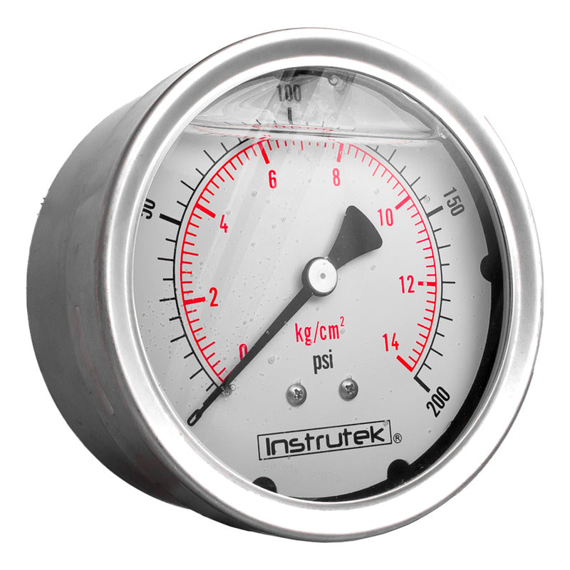 Manómetro 4", lleno de líquido (O.E.M.), 1/4" NPT, posterior, 200 psi-kg/cm2
