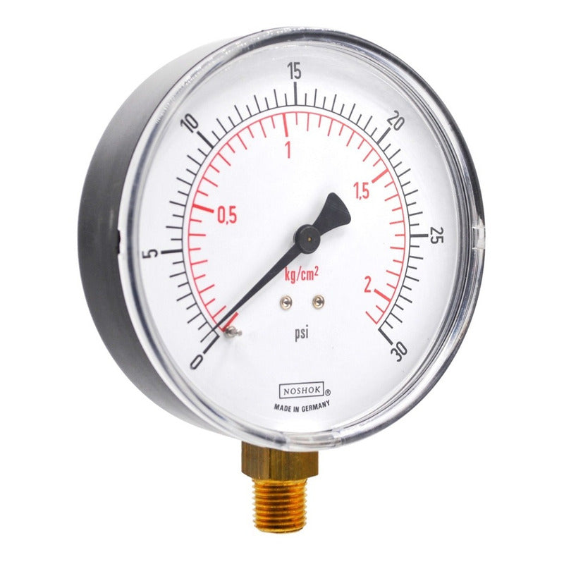 Manómetro 4", caja de ABS, 1/8" NPT, inferior, 30 psi-kg/cm2
