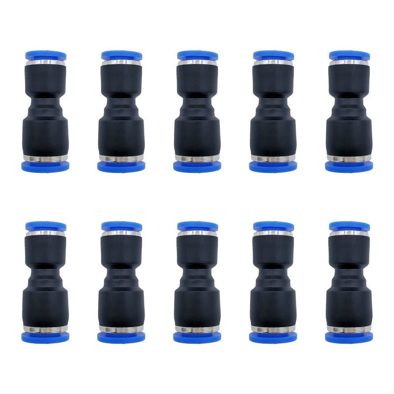 10 Pz Reducción Neumática Recta 8mm A 6mm