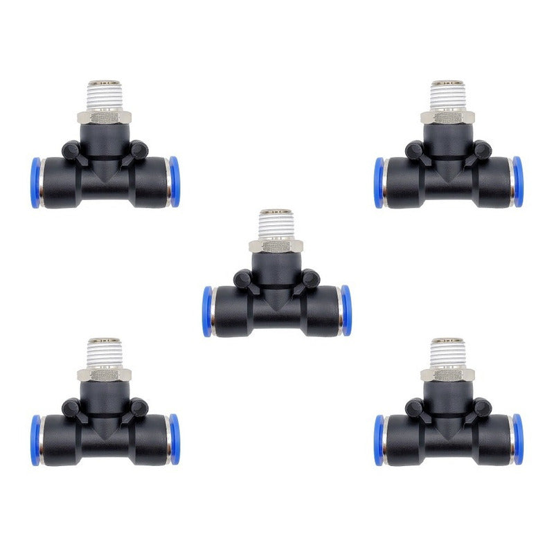 5pz Racor Rápido Neumático En Tee 1/4 Npt X 10mm