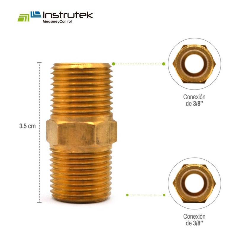 Brass Hexagonal Nipple 3/8 X 3/8 Npt 5 Pcs