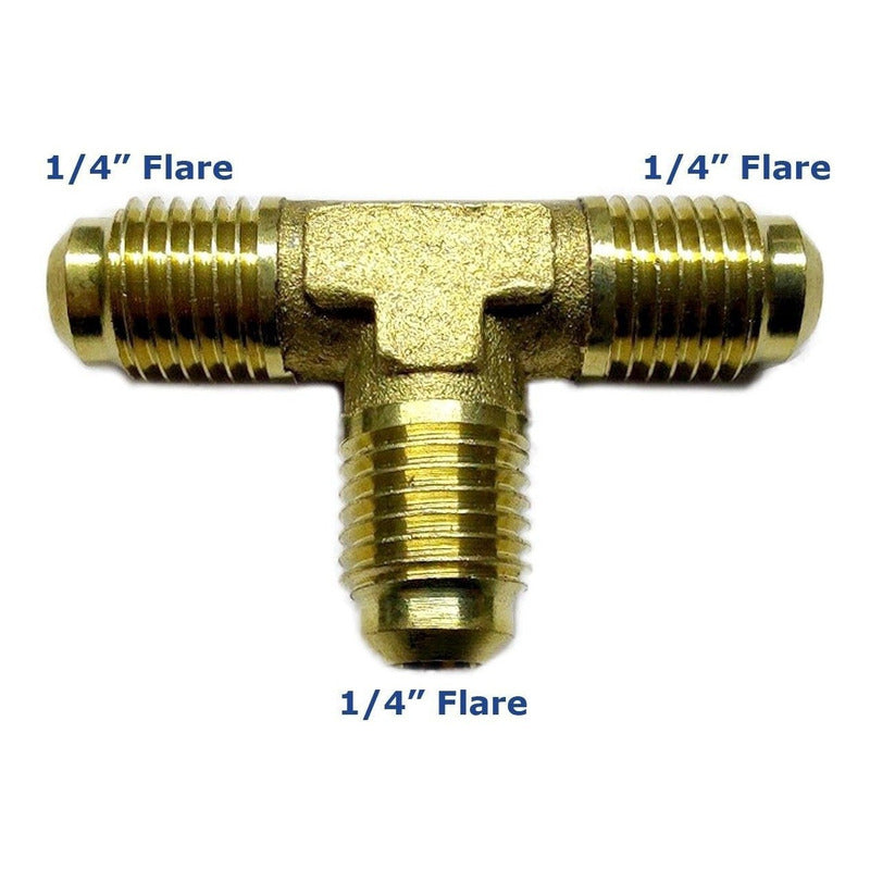 Conector en T, fabricado en latón (dorado) de 1/4" flare