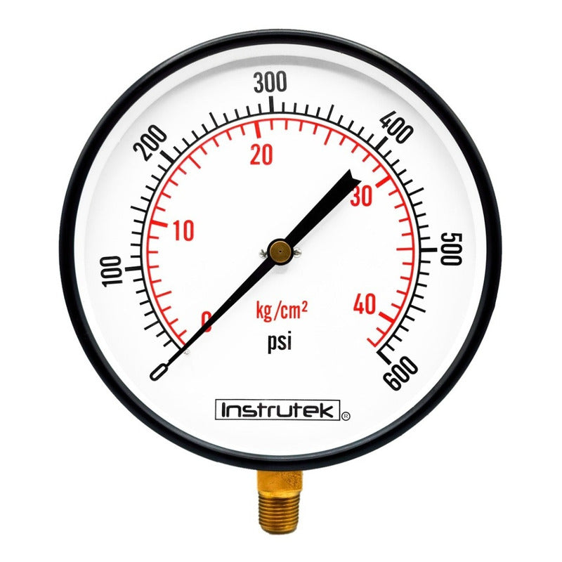 Manómetro 8", estándar, 1/2" NPT, inferior, 600 psi-kg/cm2