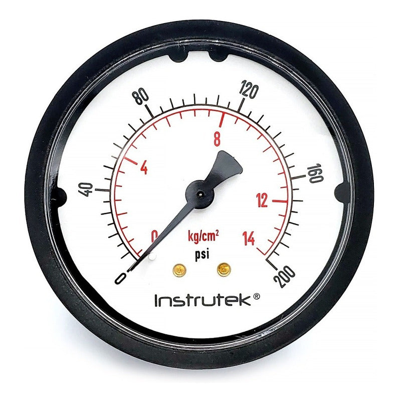 Manómetro 2.5", estándar ABS, 1/4" NPT, posterior, 200 psi-kg/cm2