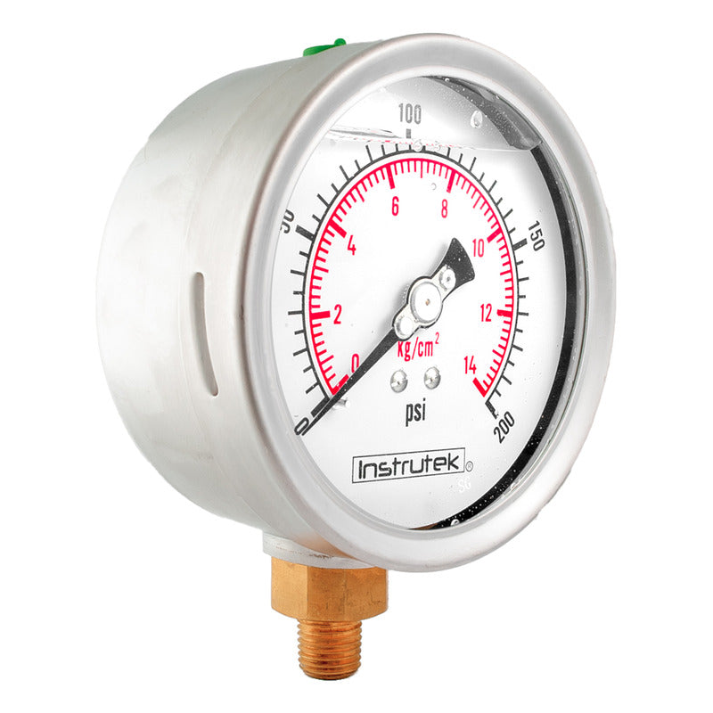 Manómetro 4", lleno de líquido (O.E.M.), 1/4" NPT, inferior, 200 psi-kg/cm2