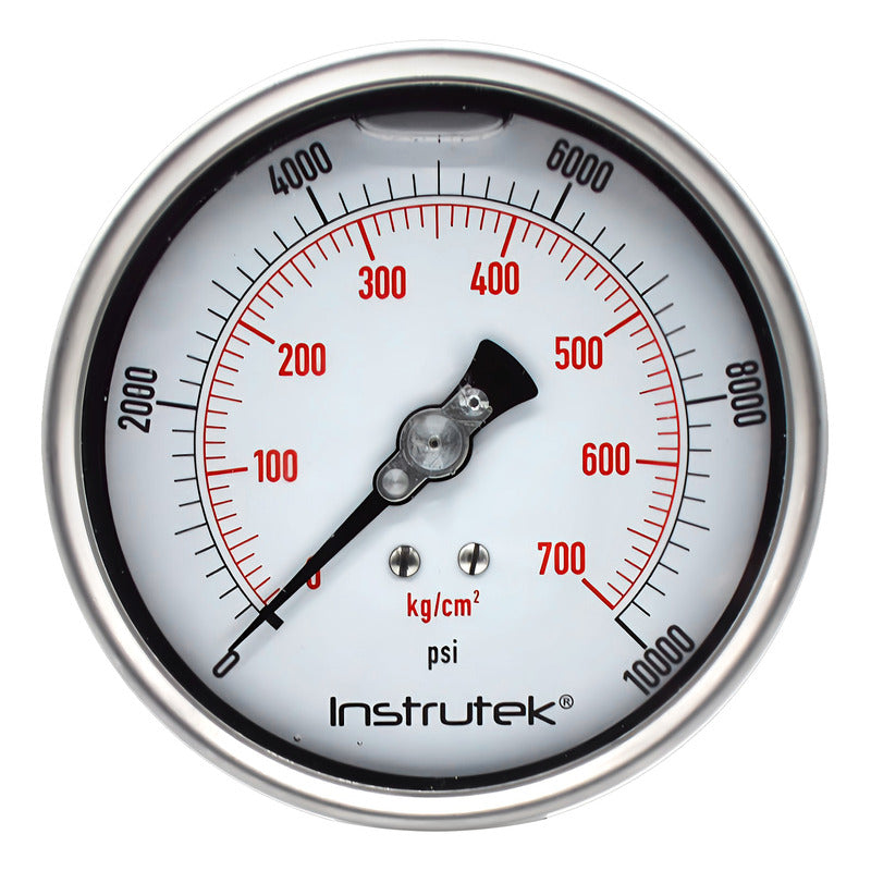 Manómetro 4", lleno de líquido premium, 1/4" NPT, posterior, 10000 psi-kg/cm2