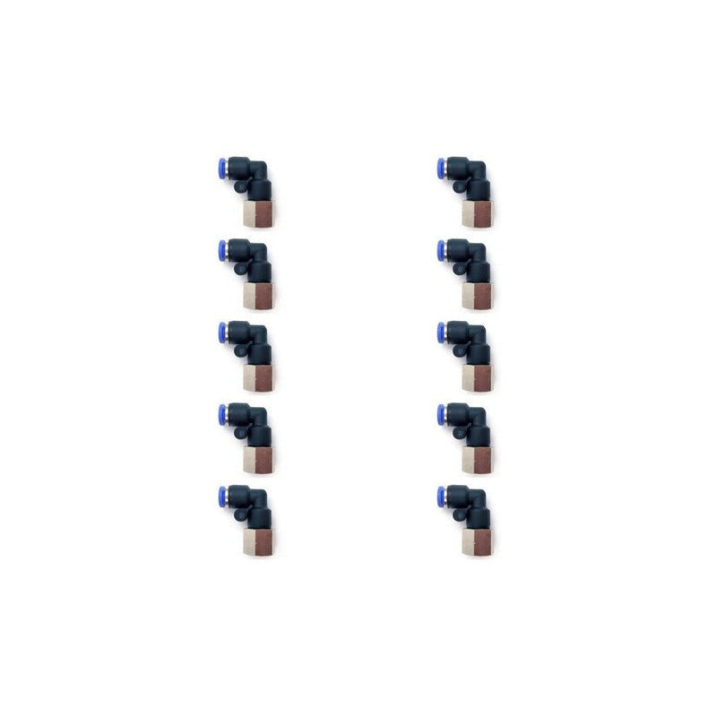 10 Pz De Conector/racor Neumático Codo Hembra 1/8 X 4 Mm