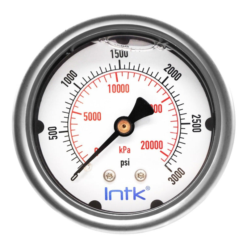2.5” Liquid filled, pressure gauge, 1/4" NPT, back connection, 0 to 3000 psi-kPa