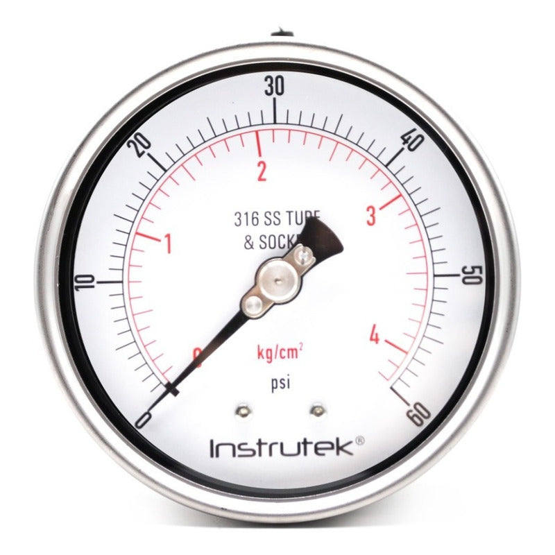 Fully Stainless Steel High Pressure Gauge 4 PLG, 60 Psi
