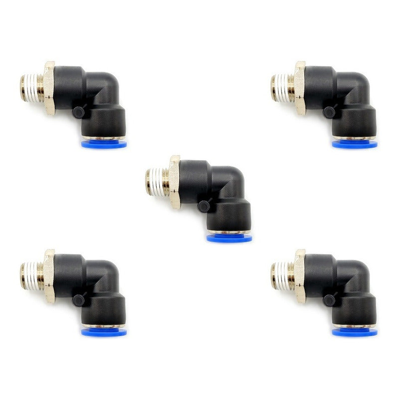 5 Pz De Conector/racor Rápido Neumático Codo 1/4 Npt X 12mm