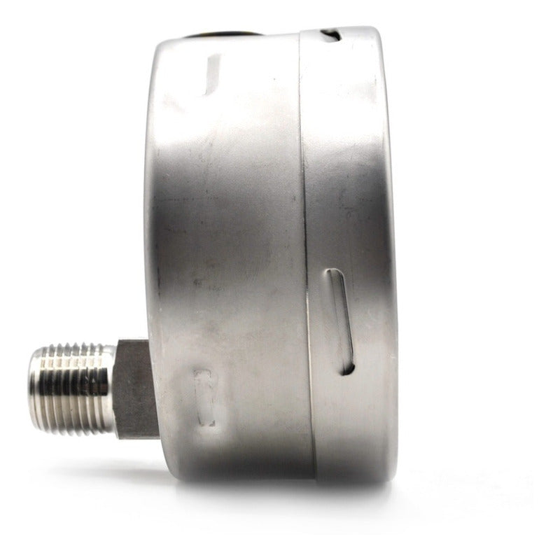 Manómetro 4", acero inoxidable, 1/2" NPT, posterior, 160 psi-kg/cm2