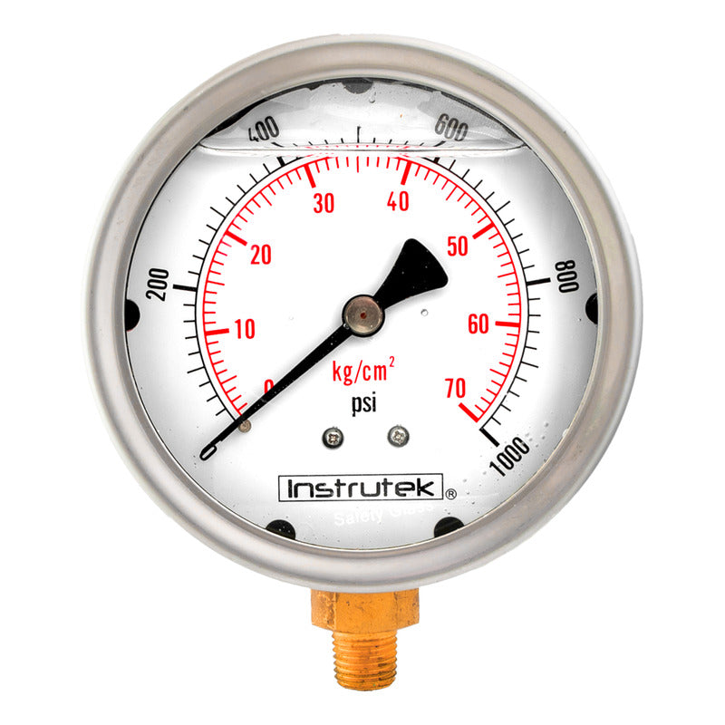 Manómetro 4", lleno de líquido (O.E.M.), 1/4" NPT, inferior, 1000 psi-kg/cm2