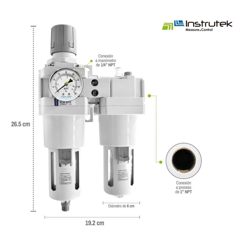 Regulator Filter + Lubricator 1 Pul Frl Compact W/pressure gauge