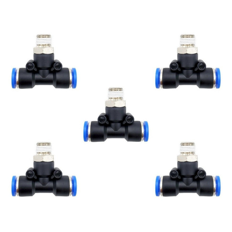5pz Racor Rápido Neumático En Tee 1/8 Npt X 1/4