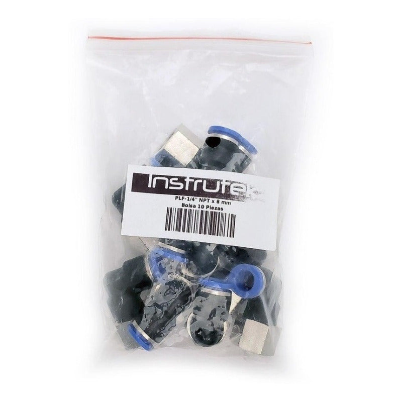 10 Pz De Conector/racor Neumático Codo Hembra 1/4 X 8 Mm