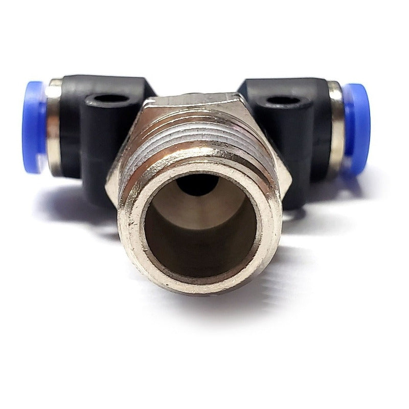 5pz Racor Rápido Neumático En Tee 1/4 Npt Macho X 4 Mm Mang.