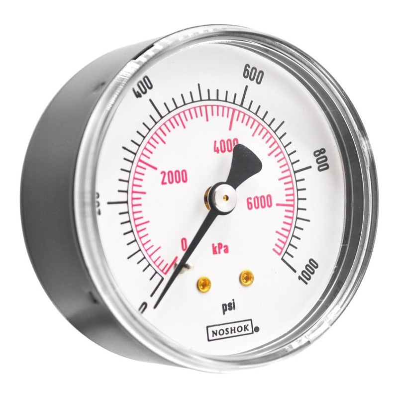 Manómetro 2.5", caja de ABS, 1/4" NPT, posterior, 1000 psi-kPa