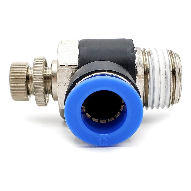 Conector /regulador De Caudal Neumático Codo 1/2 Npt X 12mm