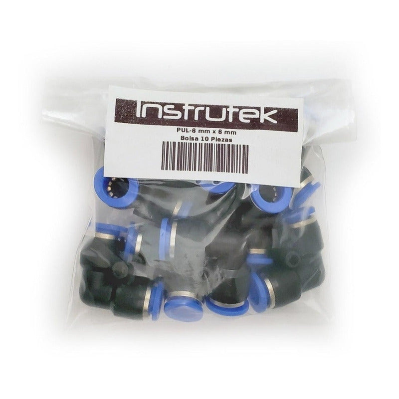 10 Pz Racor Unión Neumático En Codo 8 Mm X 8 Mm