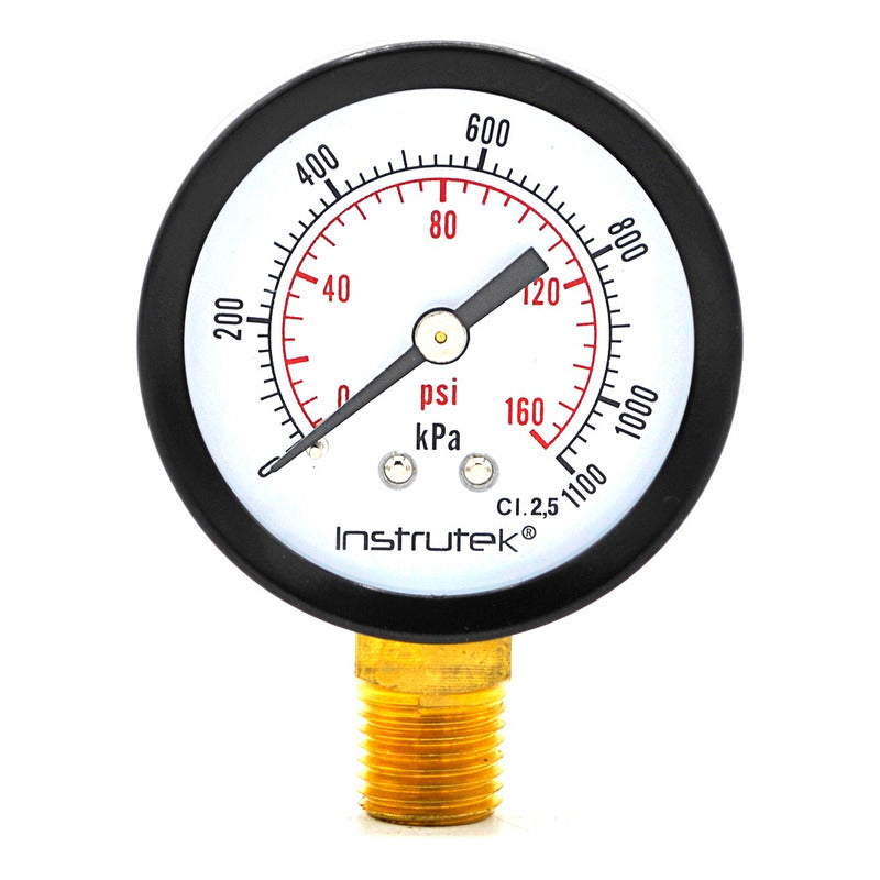 Pressure Gauge for Compressor, Dial 2, Inferior Connection 1/4, 160 Psi
