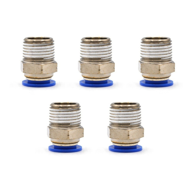 5 Pz De Conector/racor Rápido Neumático Recto 1/2 Npt X 12mm