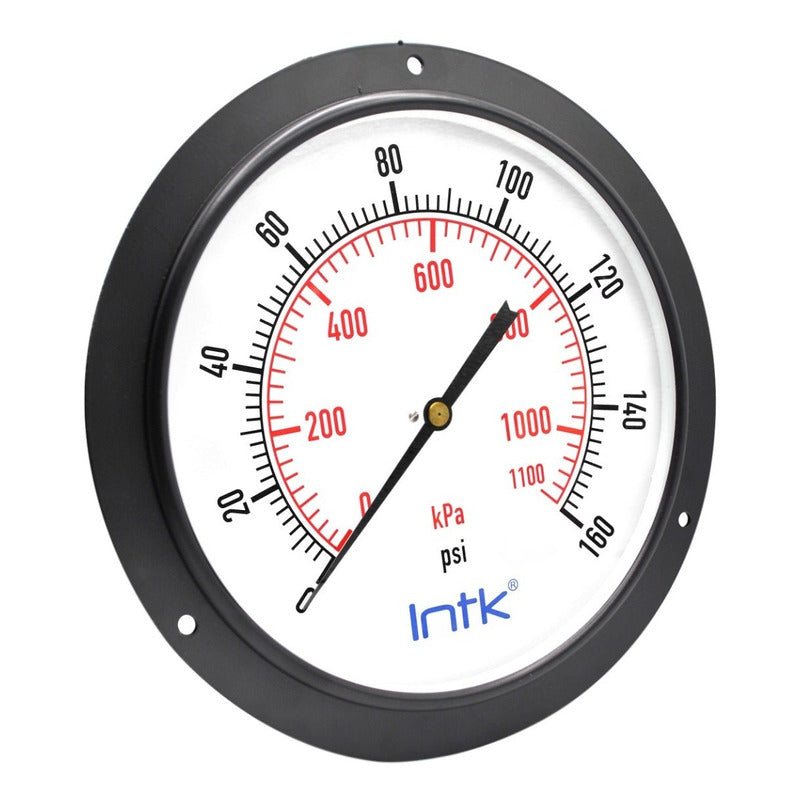 10" Standard, dry, pressure gauge, black steel case, 1/2" NPT, back connection, 0 to 160 psi-kPa