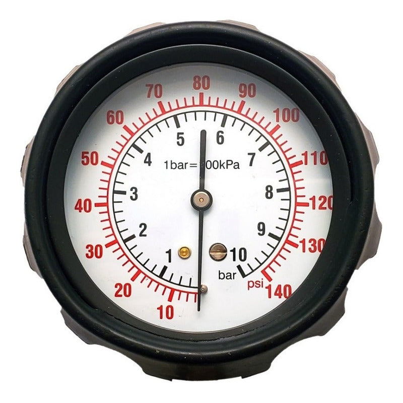 Manómetro seco para presión de bomba de gasolina, escala dual 0 a 140 psi - 11 bar. Cuenta con juego de herramientas para inyector de combustible.