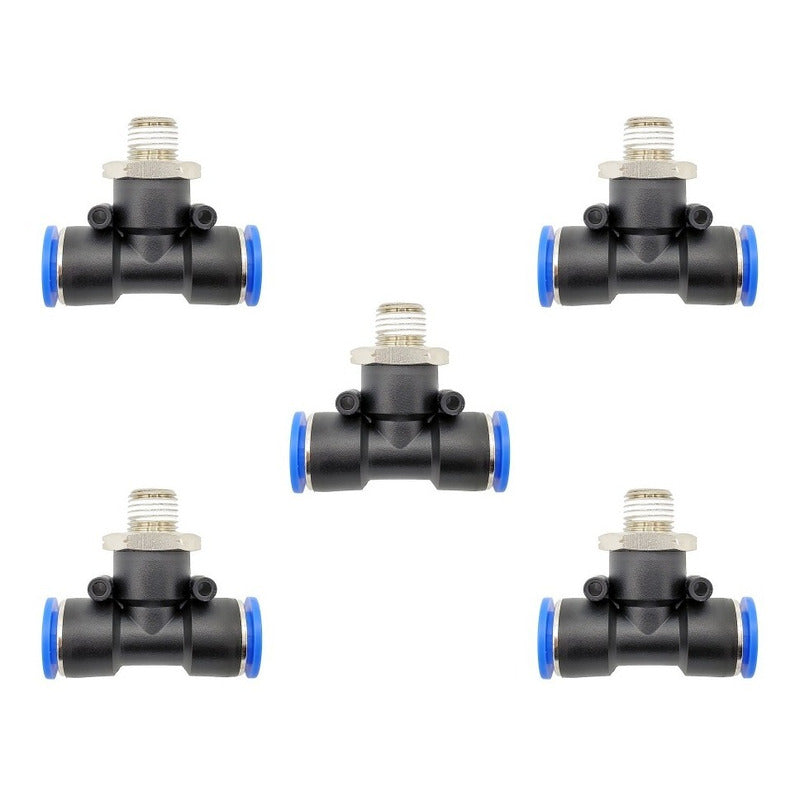 5pz Racor Rápido Neumático En Tee 1/4 Npt X 12mm