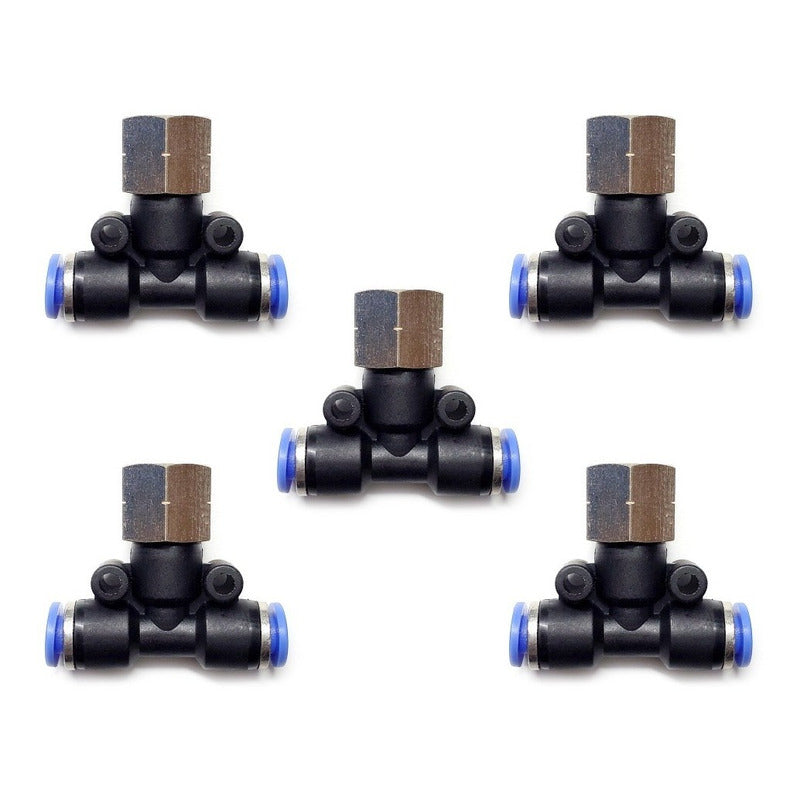 5pz Racor Rápido Neumático En Tee 1/8 Npt Hembra X 1/8 Mang.