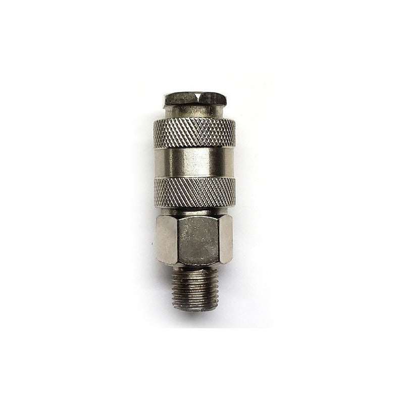 Cople rápido macho de 1/4" NPT, fabricado en latón y un recubrimiento en niquel.