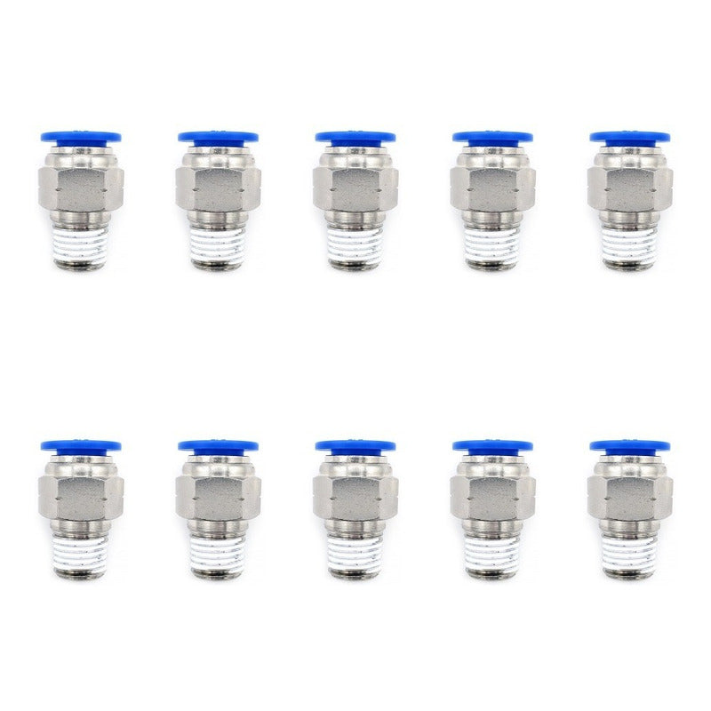 10 Pz De Conector/racor Rápido Neumático Recto 1/4 Npt X 3/8