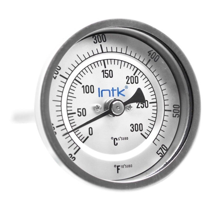 3" Bimetal thermometer, 1/2" NPT, back connection, range 32 to 570 F-C