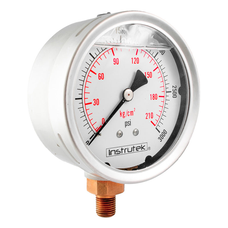 Manómetro 4", lleno de líquido (O.E.M.), 1/4" NPT, inferior, 3000 psi-kg/cm2