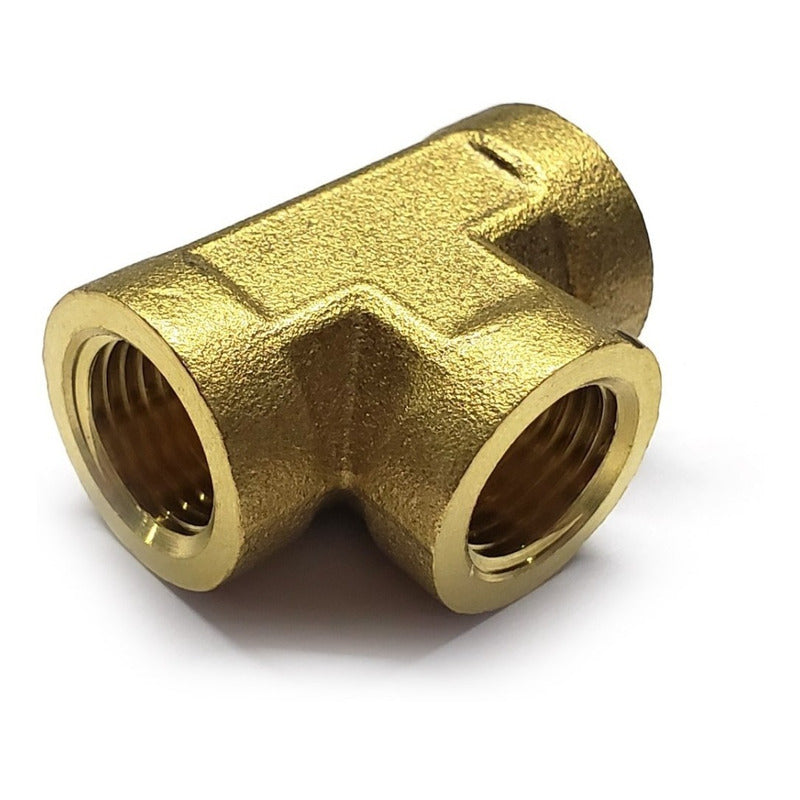 Conector En Tee De 1/4 Npt Hembra En Latón (dorado)