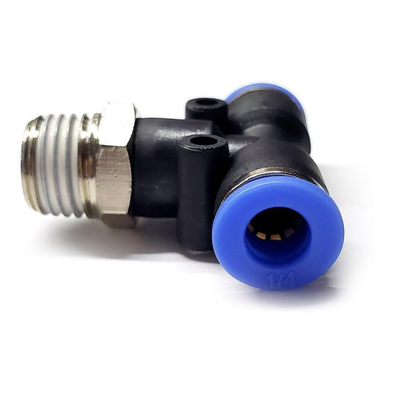 5pz Racor Rápido Neumático En Tee 1/4 Npt Macho X 1/4 Mang.