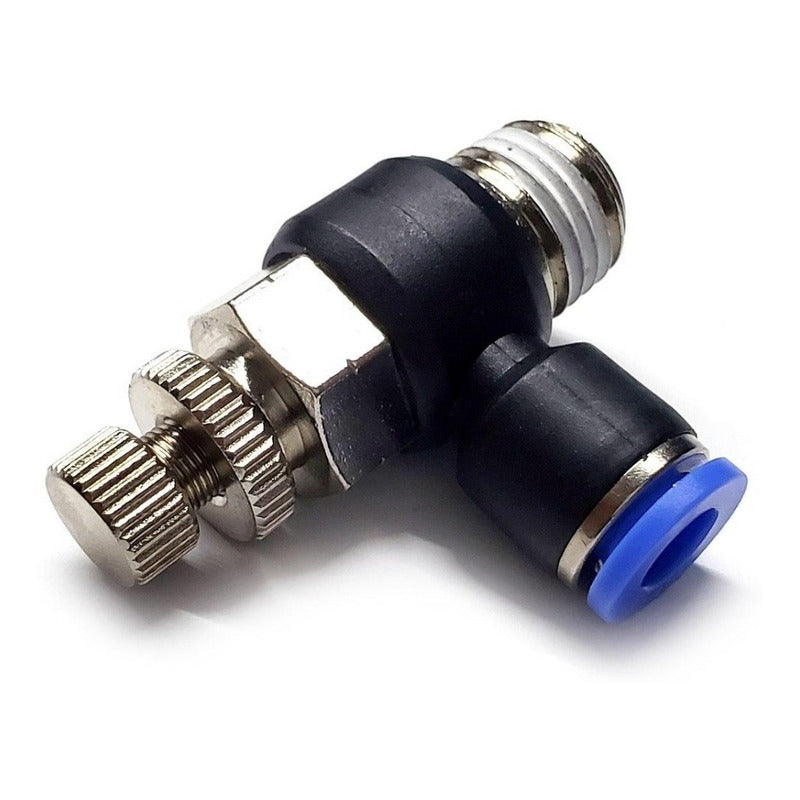 Pneumatic Flow Regulator/Connector Elbow 1/4 Npt X 1/4