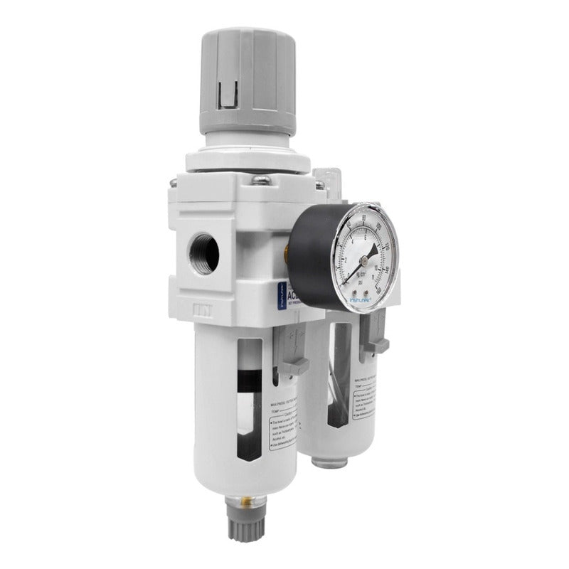Regulator Filter + Lubricator 3/8 Frl Compact With Pressure Gauge