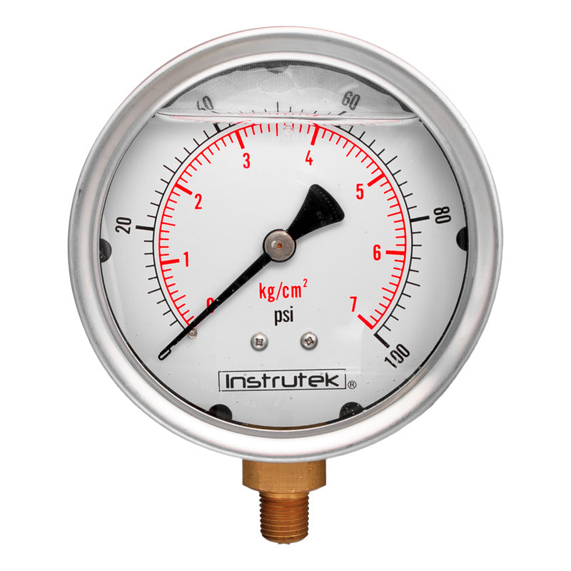 Manómetro 4", lleno de líquido (O.E.M.), 1/4" NPT, inferior, 100 psi-kg/cm2