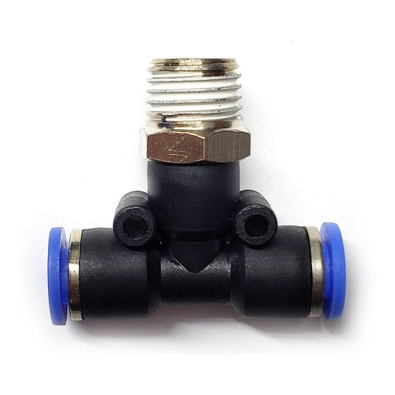 5pz Racor Rápido Neumático En Tee 1/4 Npt Macho X 1/4 Mang.