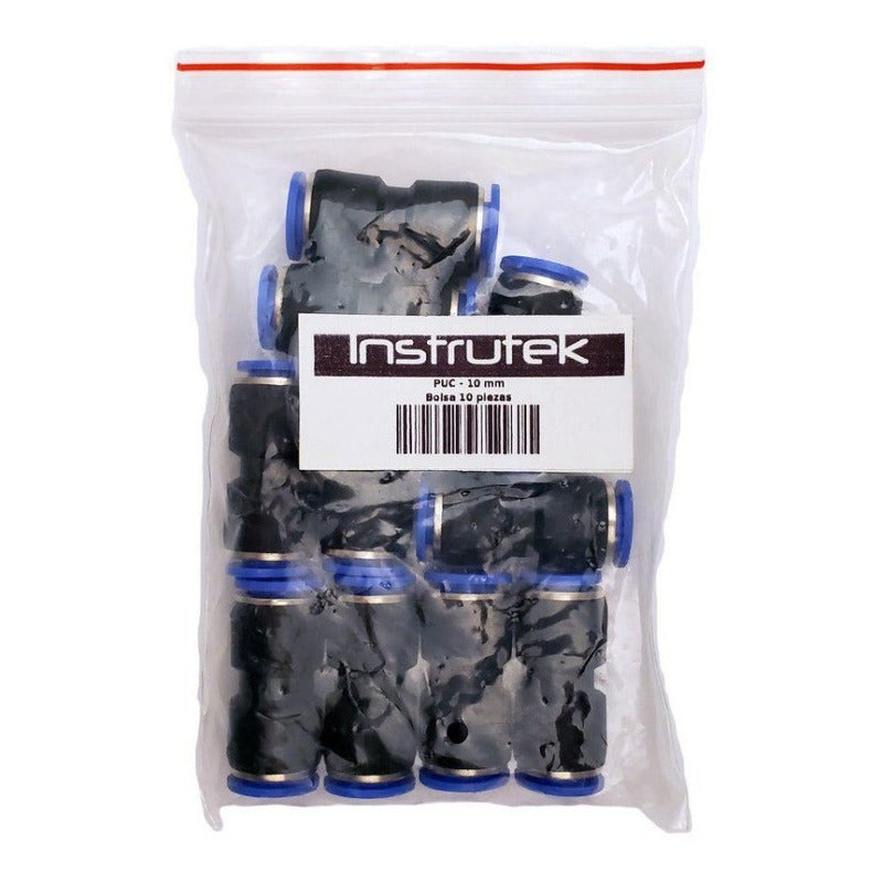 10 Pz Racor Unión Neumático Recto 10 Mm