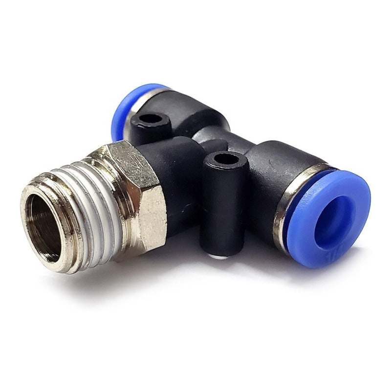 5pz Racor Rápido Neumático En Tee 1/4 Npt Macho X 1/4 Mang.
