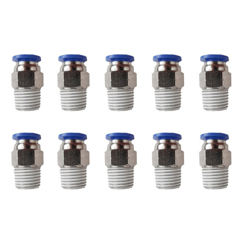 10 Pz De Conector/racor Rápido Neumático Recto 1/4 Npt X 8mm