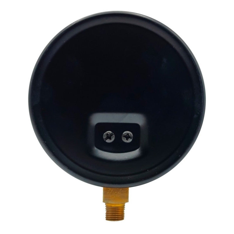 4" Standard, dry, pressure gauge, black steel case, 1/4" NPT, bottom connection, 0 to 200 psi-kPa